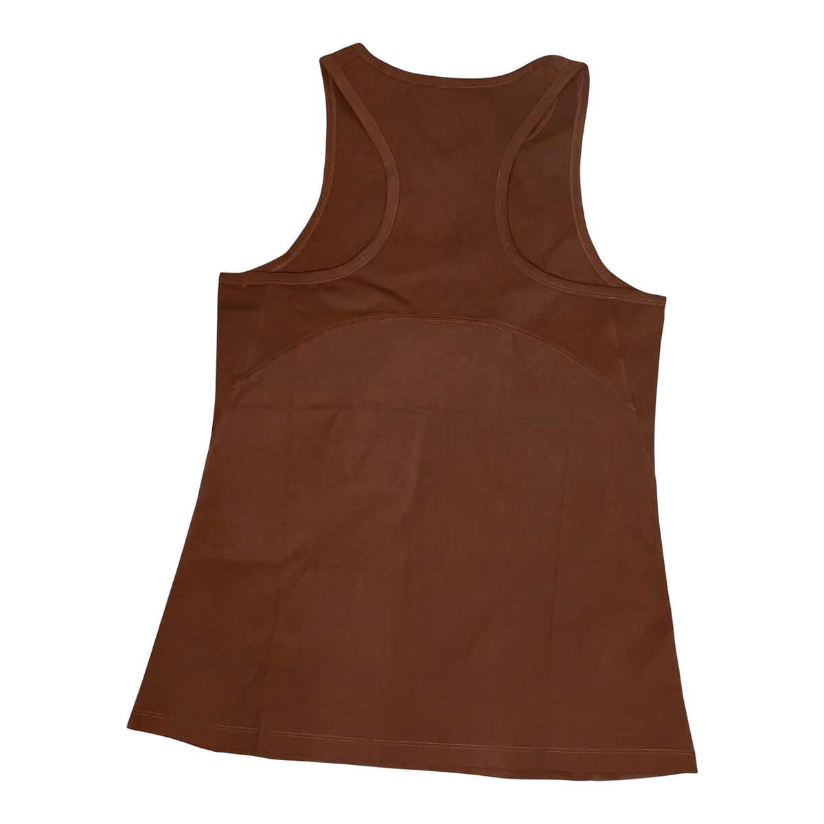 Rear flat-lay view of MOVE Sport Apparel Pure Stretch Full Length Tank Top in Seal Brown.