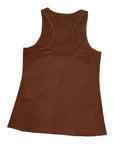 Rear flat-lay view of MOVE Sport Apparel Pure Stretch Full Length Tank Top in Seal Brown.