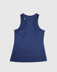 Rear flat-lay view of MOVE Sport Apparel Pure Stretch Full Length Tank Top in Maritime Blue.