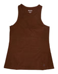 Front flat-lay view of MOVE Sport Apparel Pure Stretch Full Length Tank Top in Seal Brown.