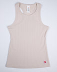 Front flat-lay view of the MOVE Sport Apparel Women’s FlexRib Full Length Tank in Crystal Gray.