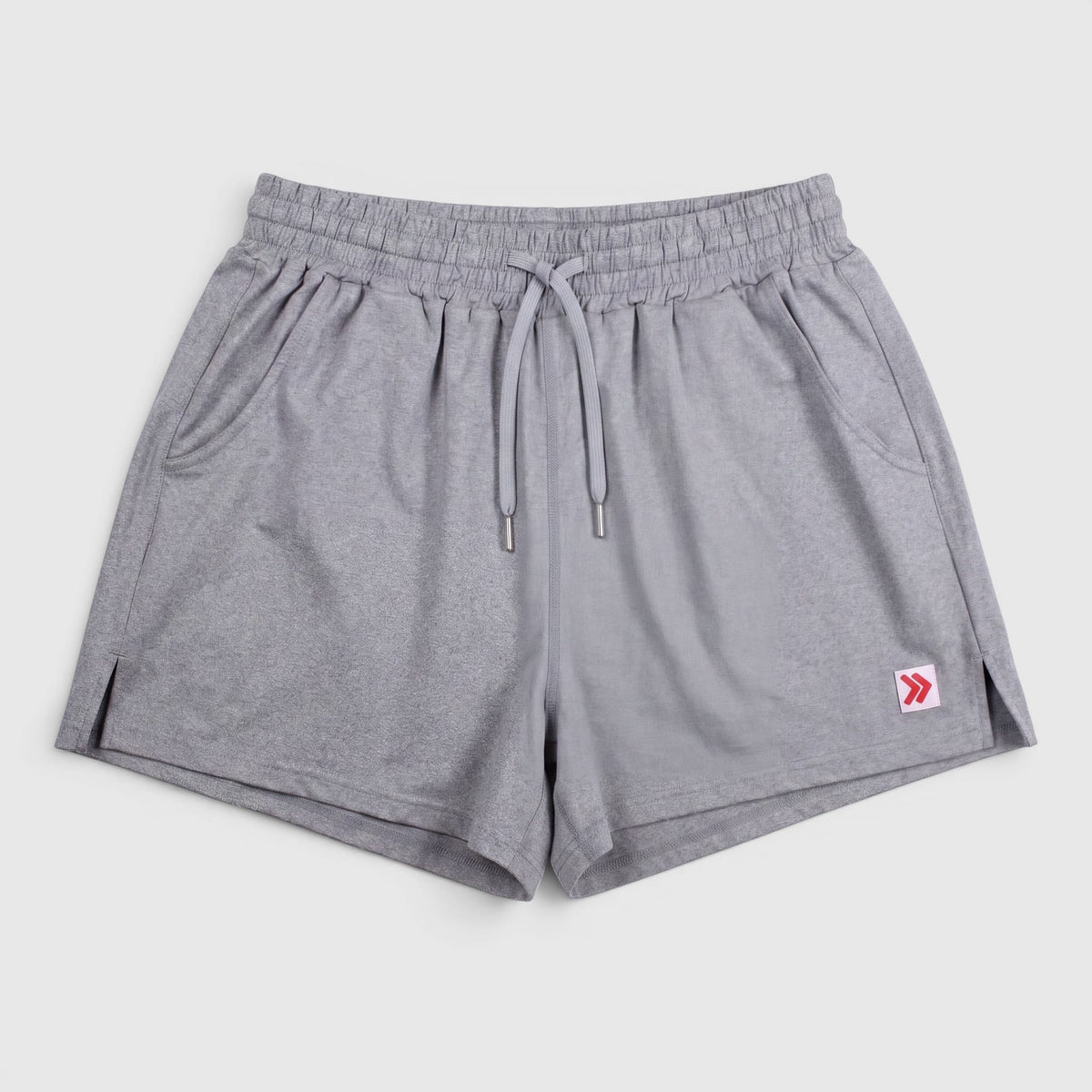 Front view of MOVE Sport Apparel Women’s Essential Jogger Shorts in Heather Classic Gray.