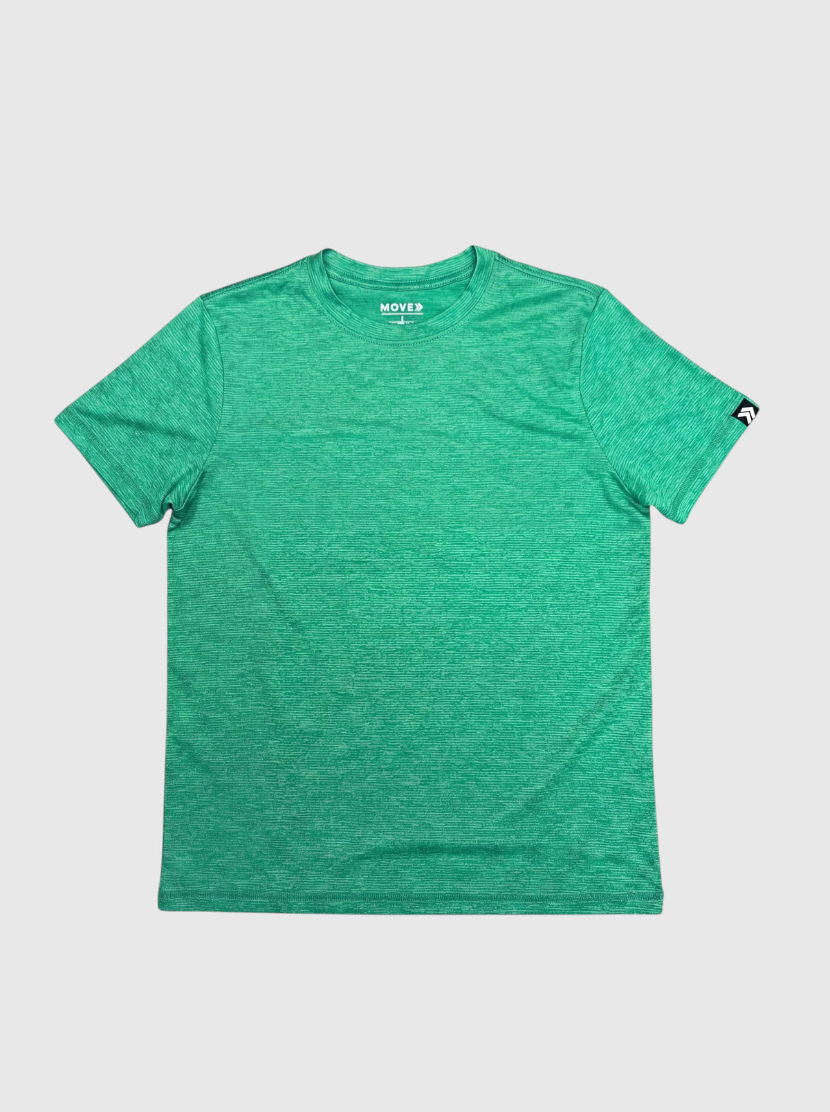 Green MOVE Sport Apparel women’s LuxDry T-shirt shown flat.