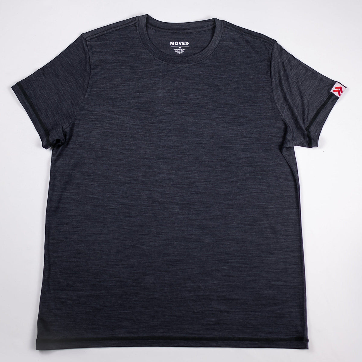 MOVE Sport Apparel women’s Merino Short Sleeve T-Shirt: Front flat-lay view of Black Merino Short Sleeve T-Shirt.